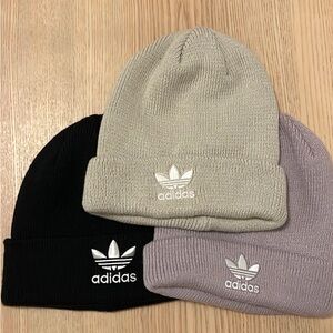 Adidas Beanie Bundle in Black, Cream, and Lavender